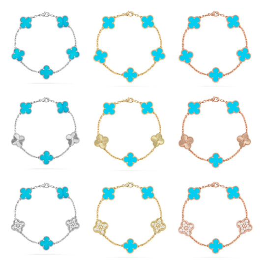 [⭐Luxery] CLOVER 5 MOTIF TURQUOISE BRACELET COLLECTION