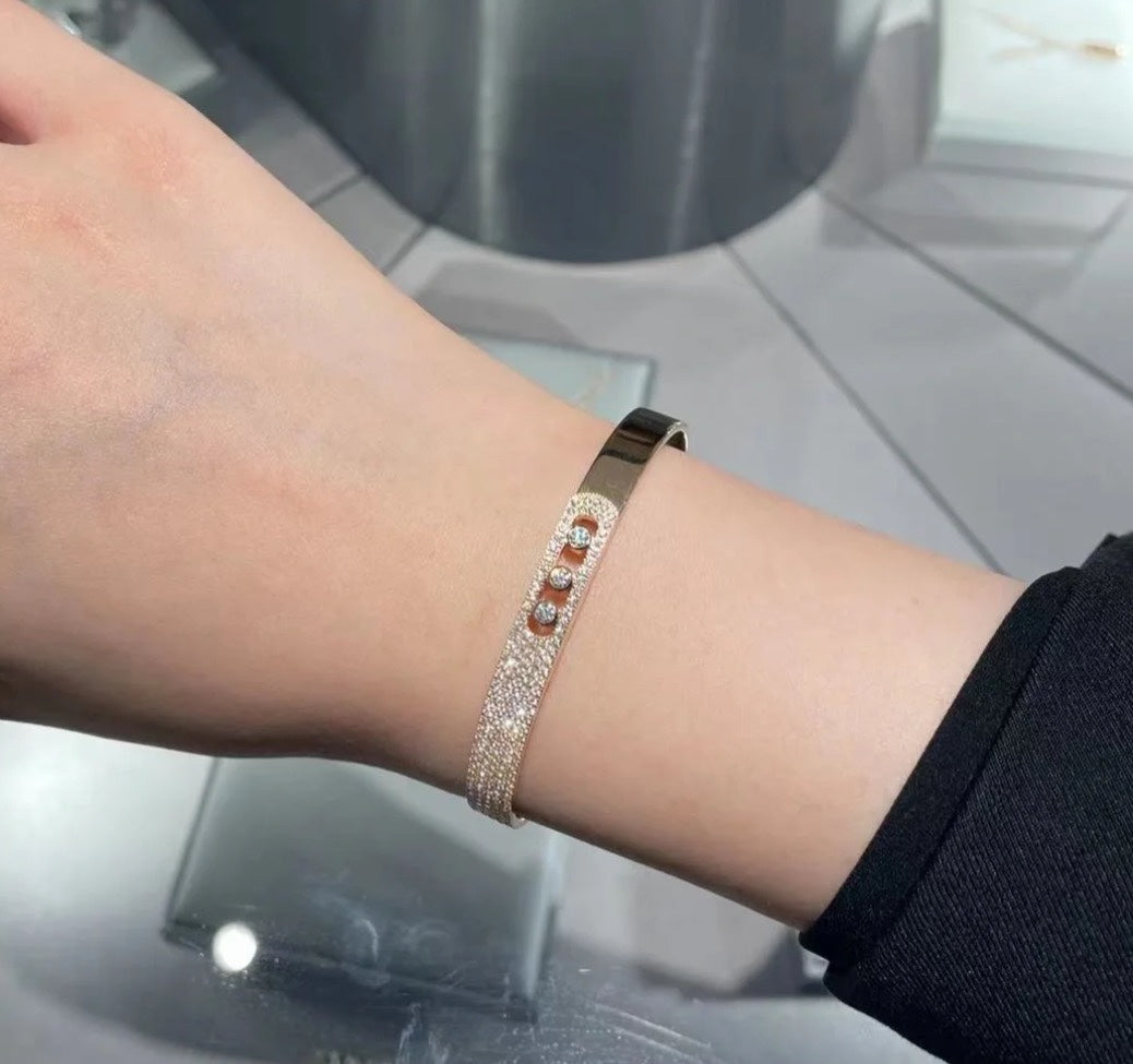 [⭐Luxery]Move Noa Rose Gold Pavé Diamond Bangle Bracelet