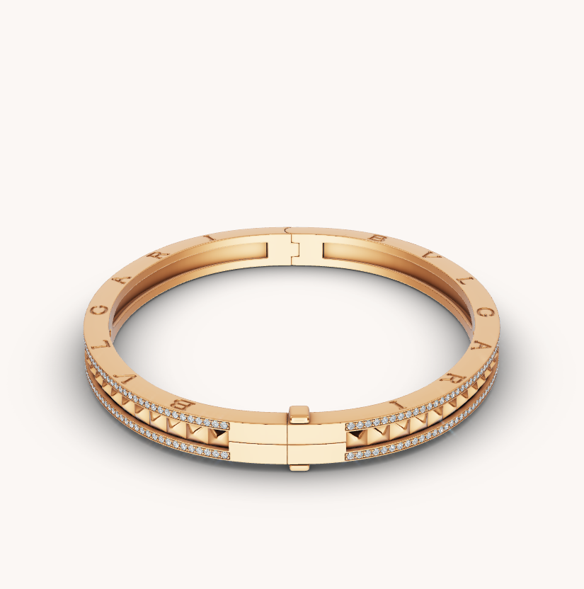 [⭐Luxery]ZERO 1 SPIRAL AND PAVED DIAMOND GOLD BRACELET