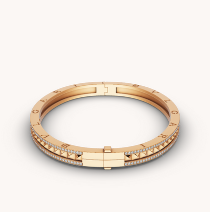 [⭐Luxery]ZERO 1 SPIRAL AND PAVED DIAMOND GOLD BRACELET