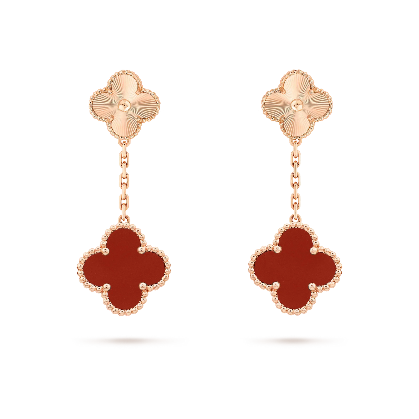 [⭐Luxery]CLOVER 2 MOTIF  LASER CARNELIAN EARRINGS