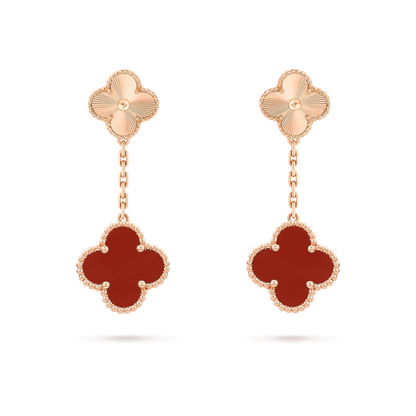 [⭐Luxery]CLOVER 2 MOTIF  LASER CARNELIAN EARRINGS