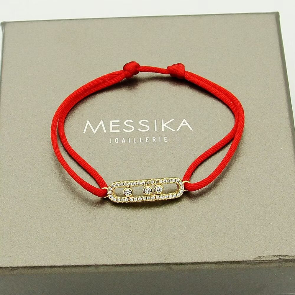 [⭐Luxery]Messika Care(s) pink cord pavé bracelet