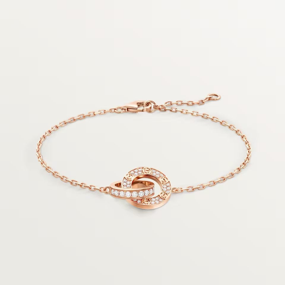 [⭐Luxery]LOVE DOUBLE RING FULL DIAMOND BRACELET