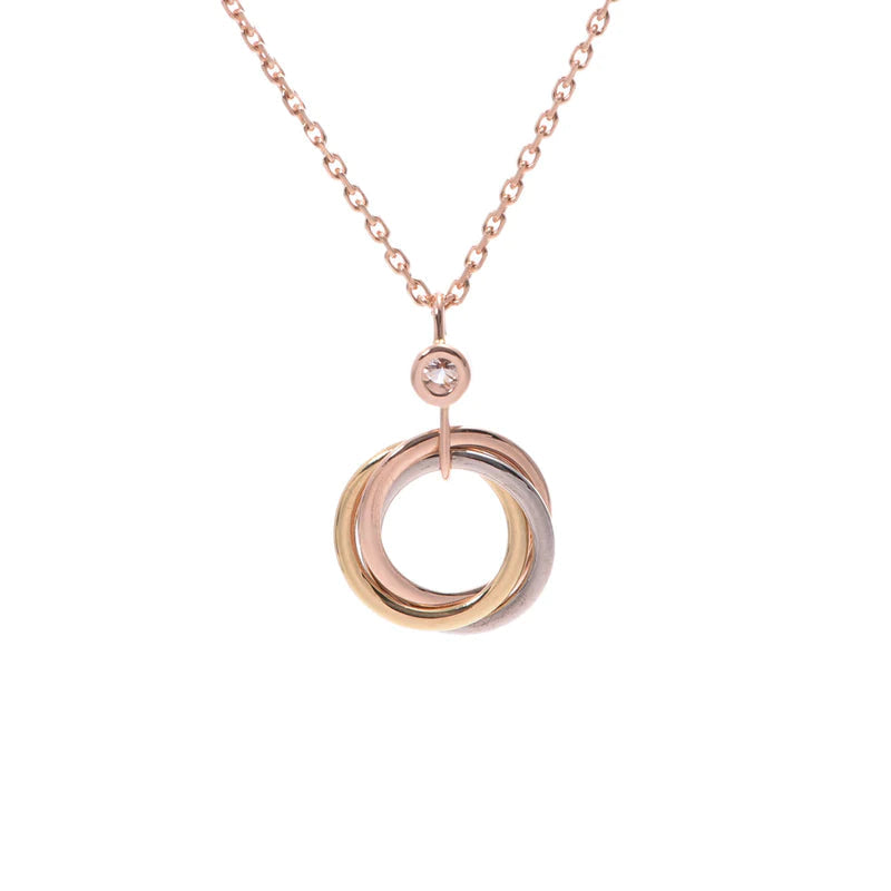 [⭐Luxery]TRINITY SILVER GOLD PINK GOLD NECKLACE