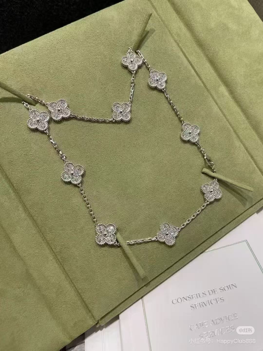 [⭐Luxery]CLOVER 10 MOTIFS  FULL DIAMOND NECKLACE
