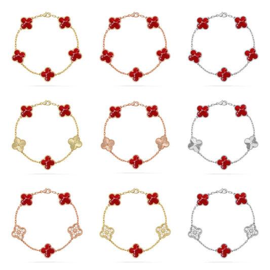 [⭐Luxery]CLOVER 5 MOTIF RED PATTERN BRACELET COLLECTION