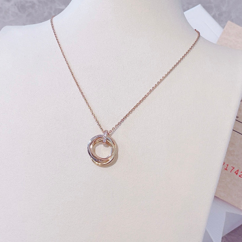 [⭐Luxery]TRINITY NECKLACE GOLD  DIAMONDS