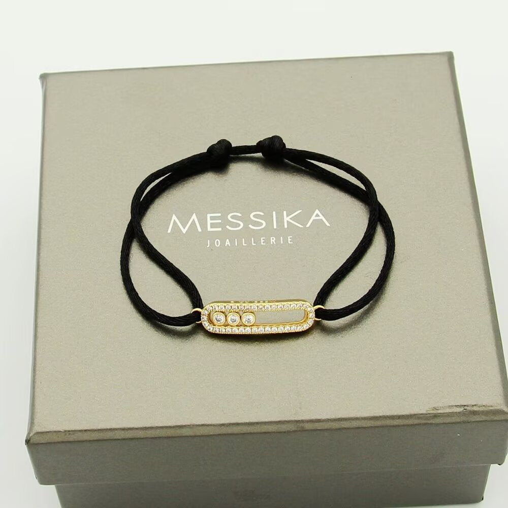 [⭐Luxery]Messika Care(s) pink cord pavé bracelet
