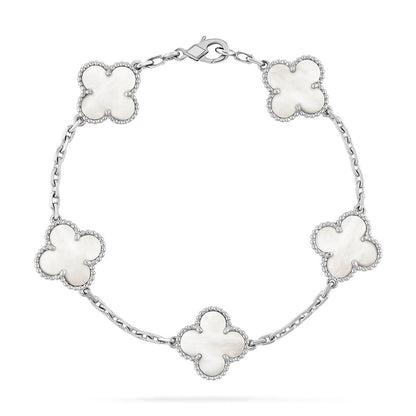[⭐Luxery]CLOVER WHITE PEARL MOP 5 MOTIF BRACELET COLLECTION