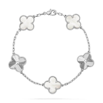 [⭐Luxery]CLOVER WHITE PEARL MOP 5 MOTIF BRACELET COLLECTION