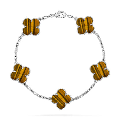 [⭐Luxery] CLOVER 5 MOTIFS TIGER EYE BRACELET COLLECTION