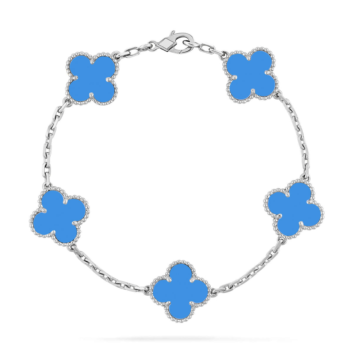 [⭐Luxery] CLOVER 5 MOTIF BLUE AGATE BRACELET COLLECTION