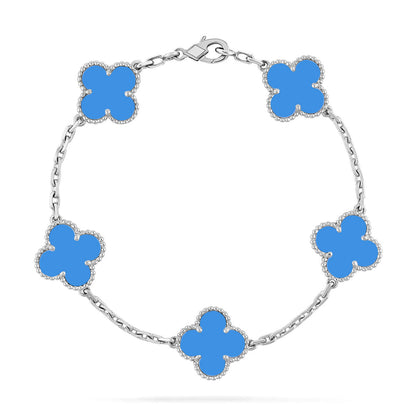 [⭐Luxery] CLOVER 5 MOTIF BLUE AGATE BRACELET COLLECTION