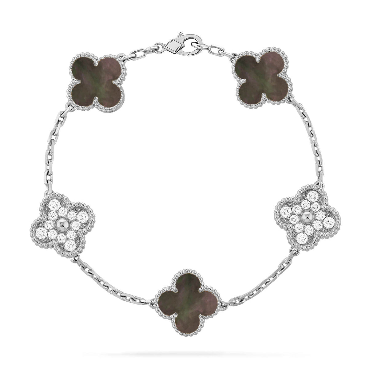 [⭐Luxery] CLOVER 5 MOTIF GRAY MOP BRACELET COLLECTION