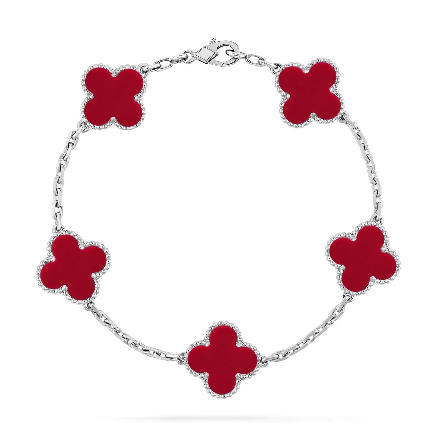 [⭐Luxery] CLOVER 5 MOTIF RED CORNELIAN BRACELET COLLECTION
