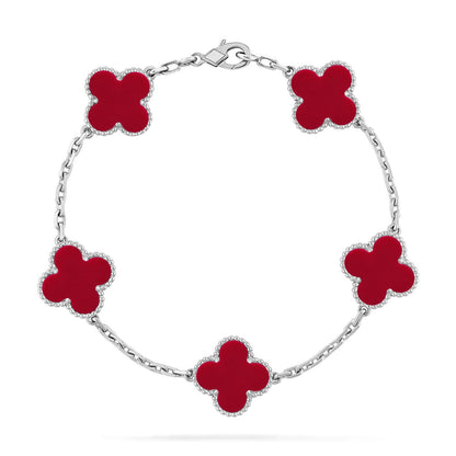 [⭐Luxery] CLOVER 5 MOTIF RED CORNELIAN BRACELET COLLECTION