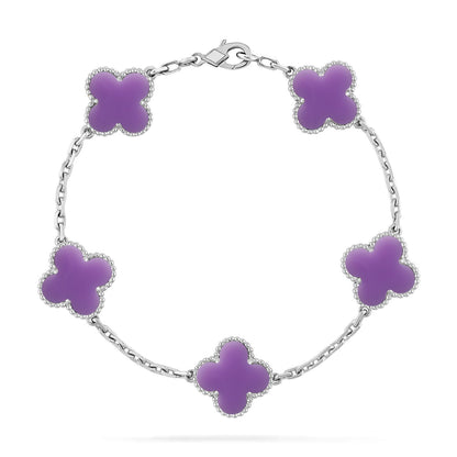 [⭐Luxery]CLOVER 5 MOTIF LIGHT PURPLE BRACELET COLLECTION
