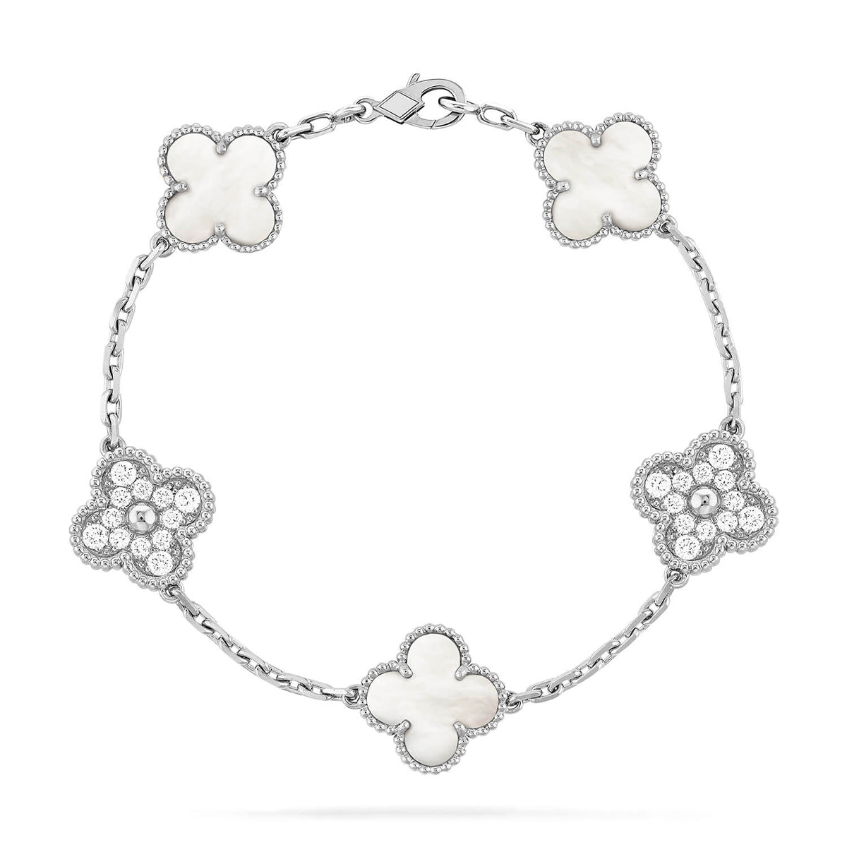 [⭐Luxery]CLOVER WHITE PEARL MOP 5 MOTIF BRACELET COLLECTION