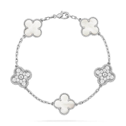 [⭐Luxery]CLOVER WHITE PEARL MOP 5 MOTIF BRACELET COLLECTION