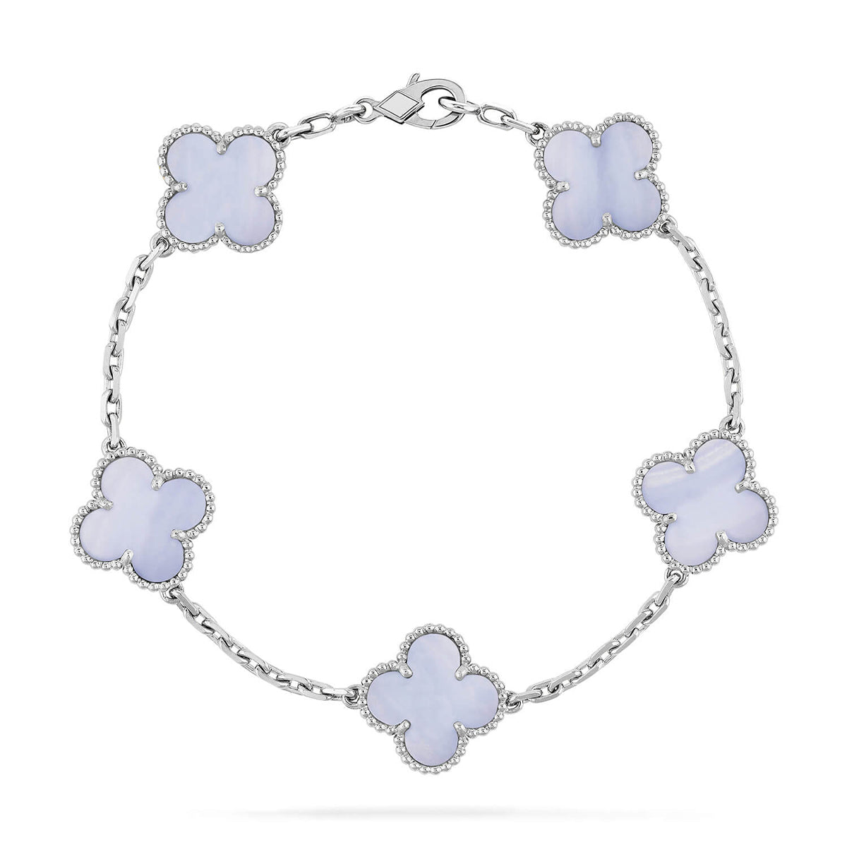 [⭐Luxery] CLOVER 5 MOTIF PURPLE CHALCEDONY BRACELET COLLECTION