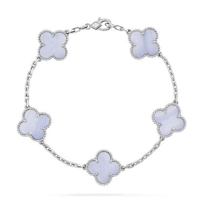 [⭐Luxery] CLOVER 5 MOTIF PURPLE CHALCEDONY BRACELET COLLECTION