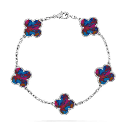 [⭐Luxery]CLOVER 5 MOTIF COLOR GEMSTONES BRACELET COLLECTION