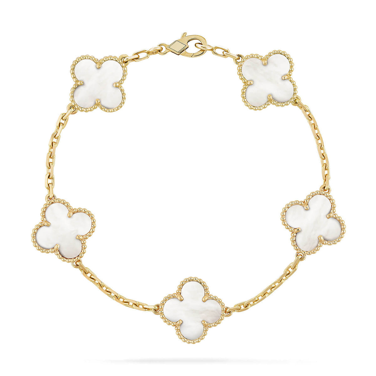 [⭐Luxery]CLOVER WHITE PEARL MOP 5 MOTIF BRACELET COLLECTION