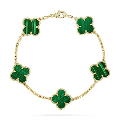 [⭐Luxery] CLOVER 5 MOTIF MALACHITE BRACELET COLLECTION