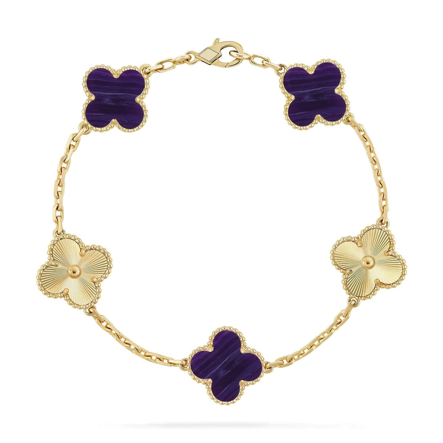 [⭐Luxery]CLOVER 5 MOTIF PURPLE STRIPES BRACELET COLLECTION