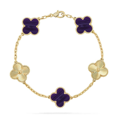 [⭐Luxery]CLOVER 5 MOTIF PURPLE STRIPES BRACELET COLLECTION