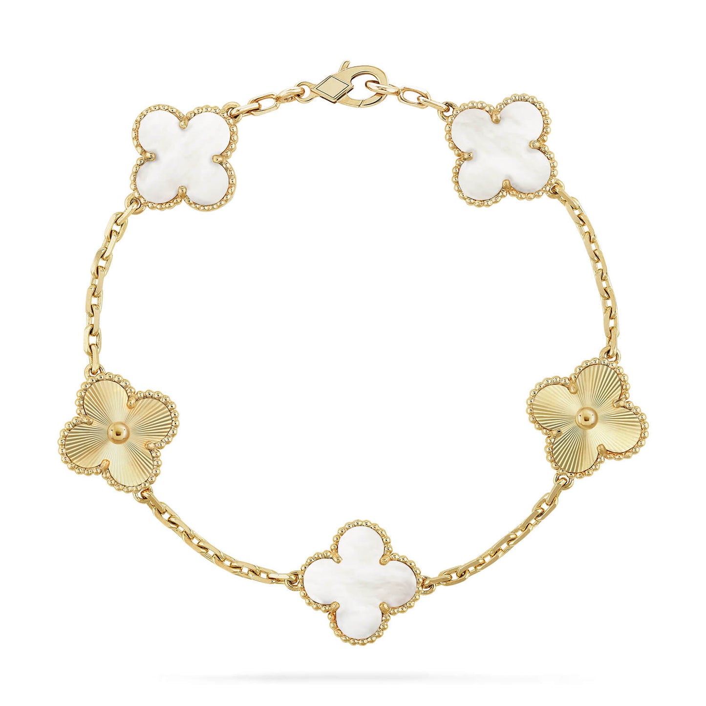 [⭐Luxery]CLOVER WHITE PEARL MOP 5 MOTIF BRACELET COLLECTION