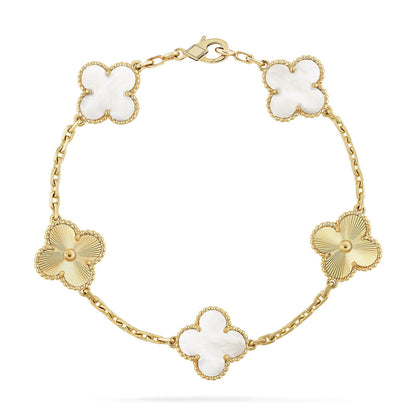 [⭐Luxery]CLOVER WHITE PEARL MOP 5 MOTIF BRACELET COLLECTION