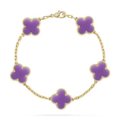 [⭐Luxery]CLOVER 5 MOTIF LIGHT PURPLE BRACELET COLLECTION