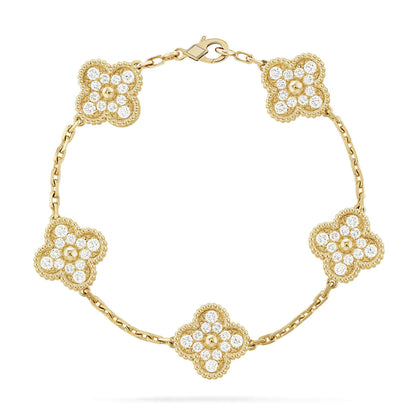 [⭐Luxery] CLOVER 5 MOTIF FULL DIAMOND BRACELET COLLECTION