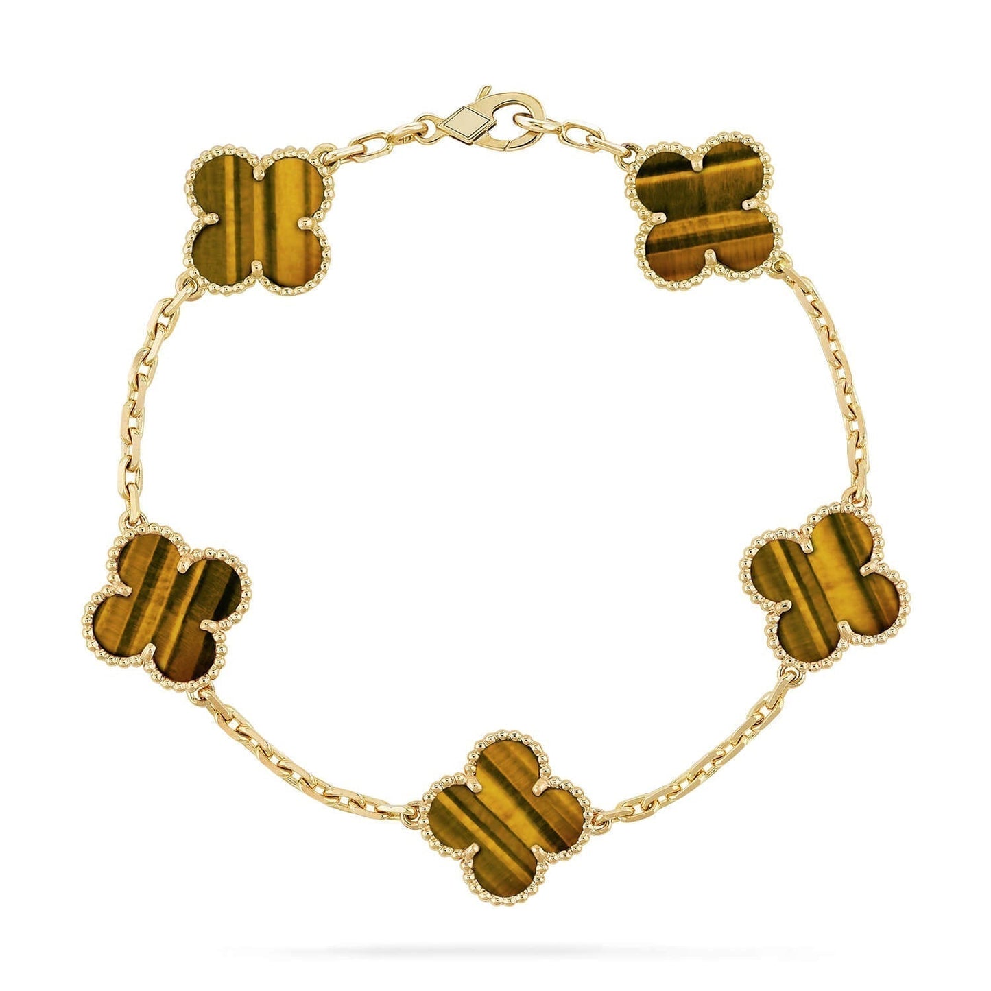 [⭐Luxery] CLOVER 5 MOTIFS TIGER EYE BRACELET COLLECTION