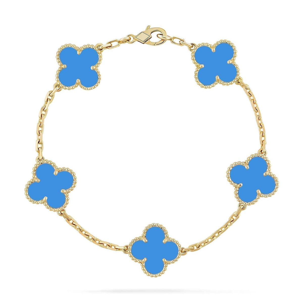 [⭐Luxery] CLOVER 5 MOTIF BLUE AGATE BRACELET COLLECTION