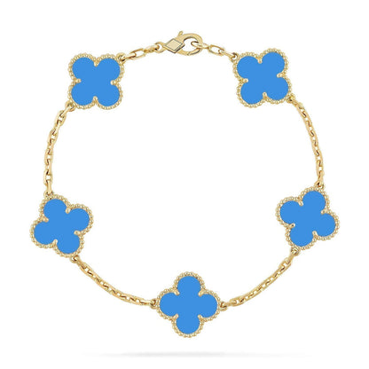 [⭐Luxery] CLOVER 5 MOTIF BLUE AGATE BRACELET COLLECTION