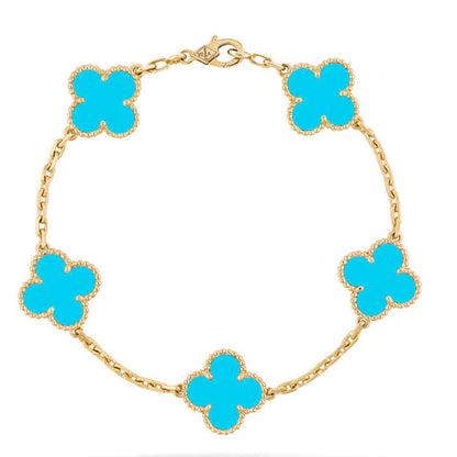 [⭐Luxery] CLOVER 5 MOTIF TURQUOISE BRACELET COLLECTION