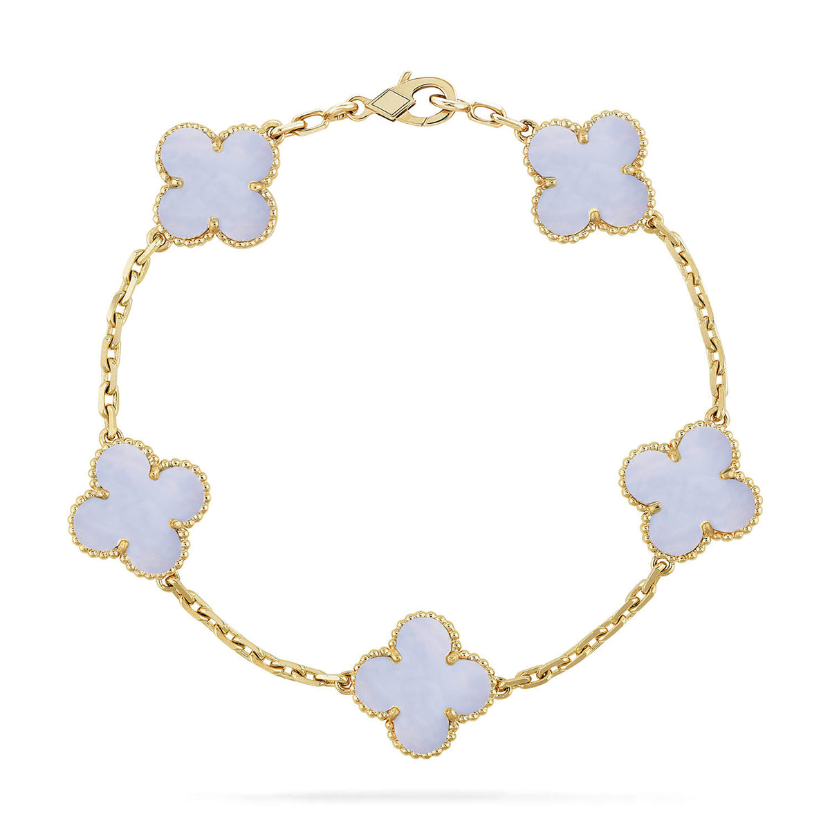 [⭐Luxery] CLOVER 5 MOTIF PURPLE CHALCEDONY BRACELET COLLECTION