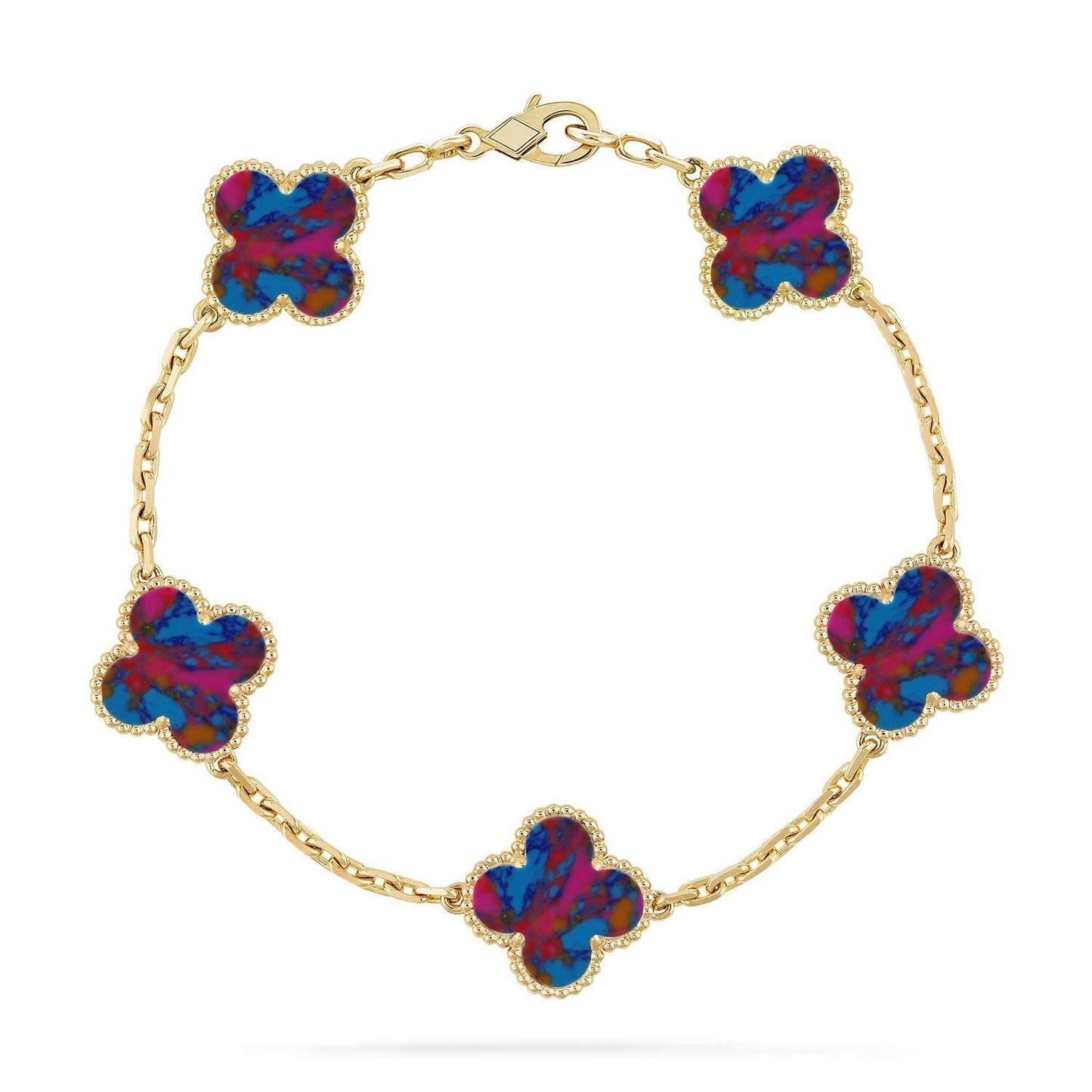 [⭐Luxery]CLOVER 5 MOTIF COLOR GEMSTONES BRACELET COLLECTION