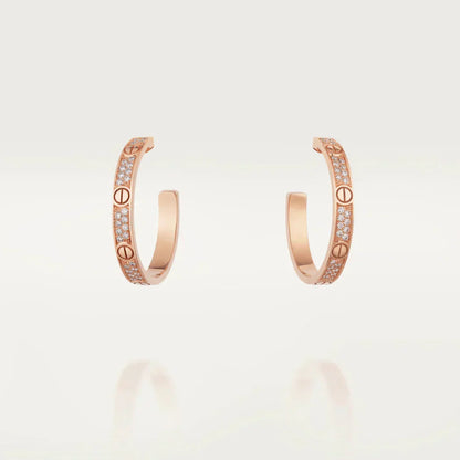 [⭐Luxery]LOVE DIAMOND PINK GOLD HOOP EARRINGS