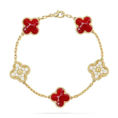 [⭐Luxery]CLOVER 5 MOTIF RED PATTERN BRACELET COLLECTION