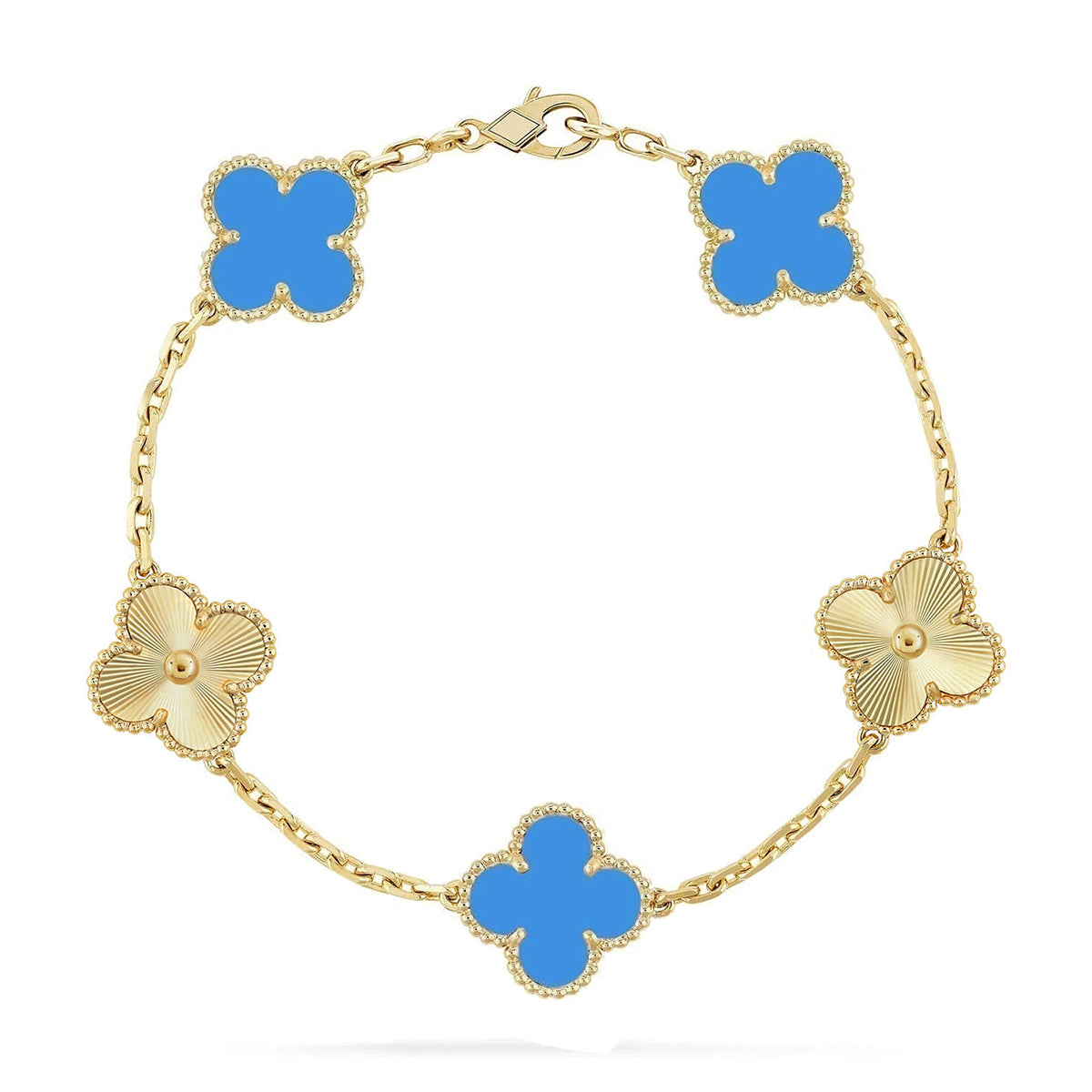 [⭐Luxery] CLOVER 5 MOTIF BLUE AGATE BRACELET COLLECTION