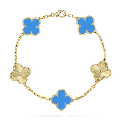 [⭐Luxery] CLOVER 5 MOTIF BLUE AGATE BRACELET COLLECTION