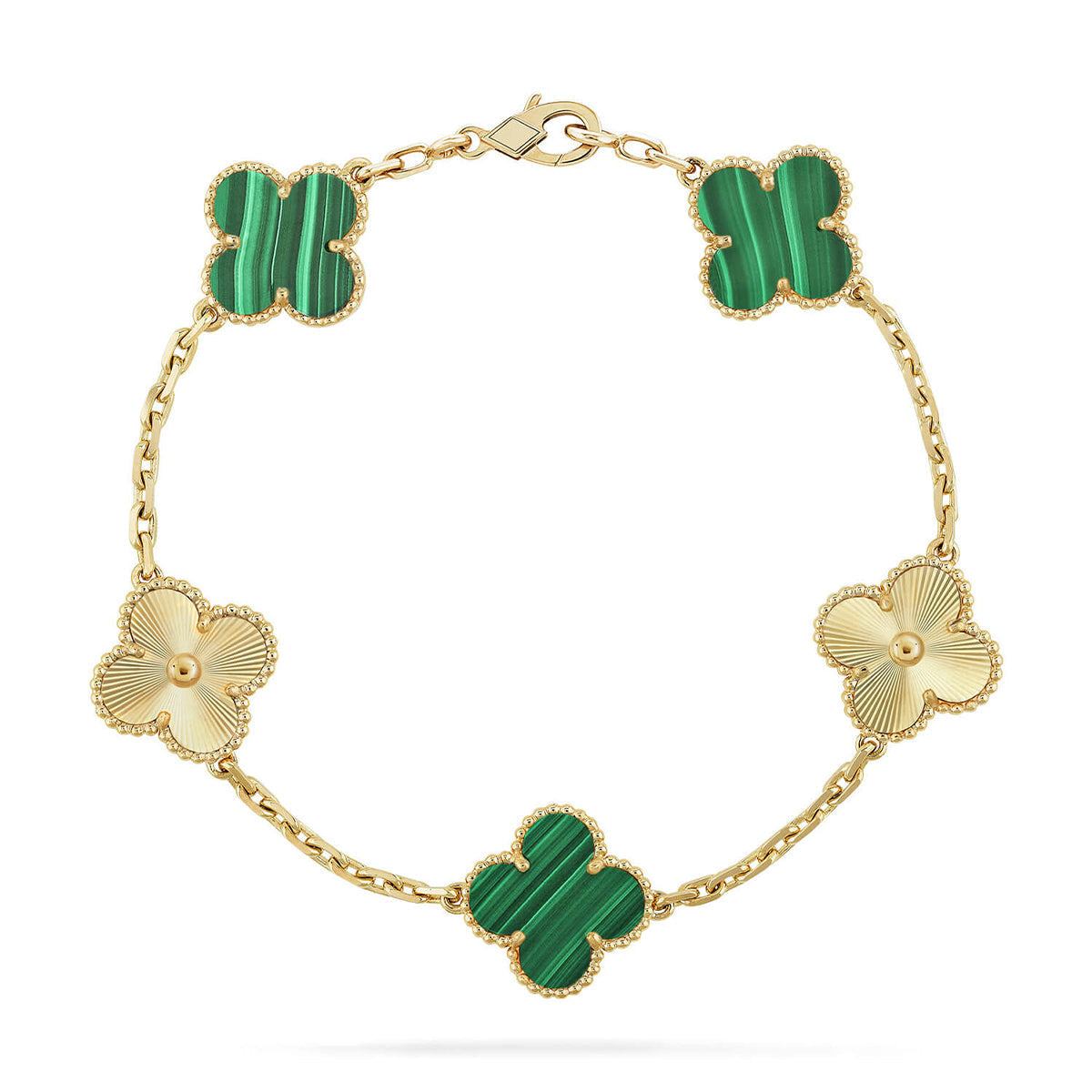 [⭐Luxery] CLOVER 5 MOTIF MALACHITE BRACELET COLLECTION