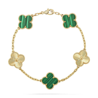 [⭐Luxery] CLOVER 5 MOTIF MALACHITE BRACELET COLLECTION