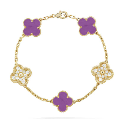 [⭐Luxery] CLOVER 5 MOTIF VIOLET BRACELET COLLECTION