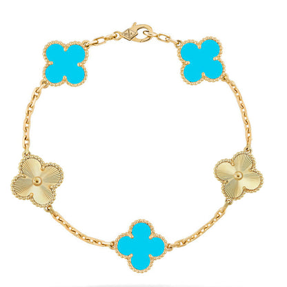 [⭐Luxery] CLOVER 5 MOTIF TURQUOISE BRACELET COLLECTION