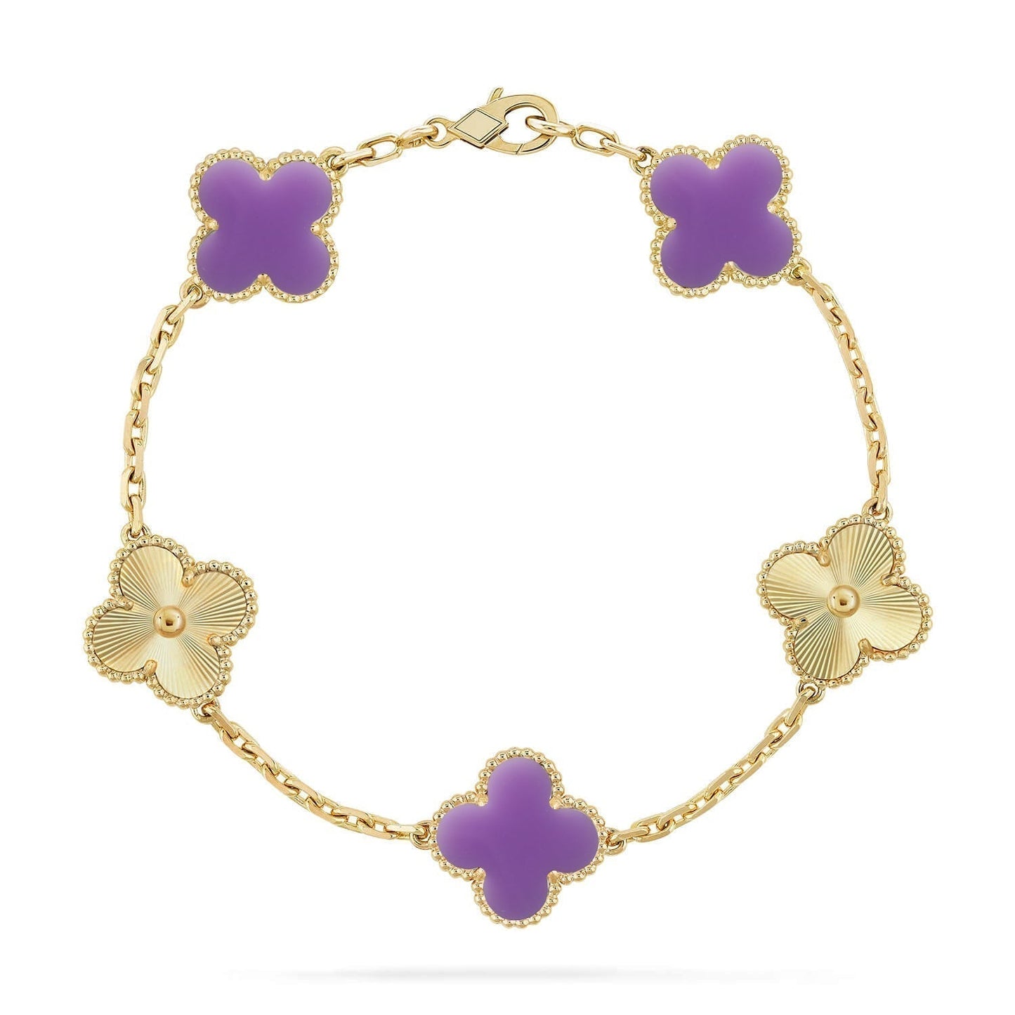 [⭐Luxery]CLOVER 5 MOTIF LIGHT PURPLE BRACELET COLLECTION